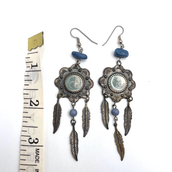 Sterling Silver Delicate Dangle Feather Earrings - Picture 2 of 4